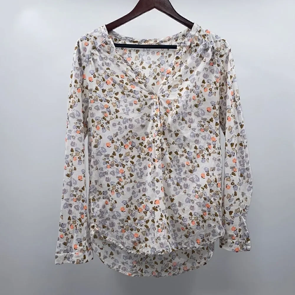 Women’s Cotton Floral Medium Top Ace Delivery Brand Long Sleeve Blouse - Picture 2 of 9